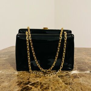 Black patent leather 1960’s vintage bag by Dorian